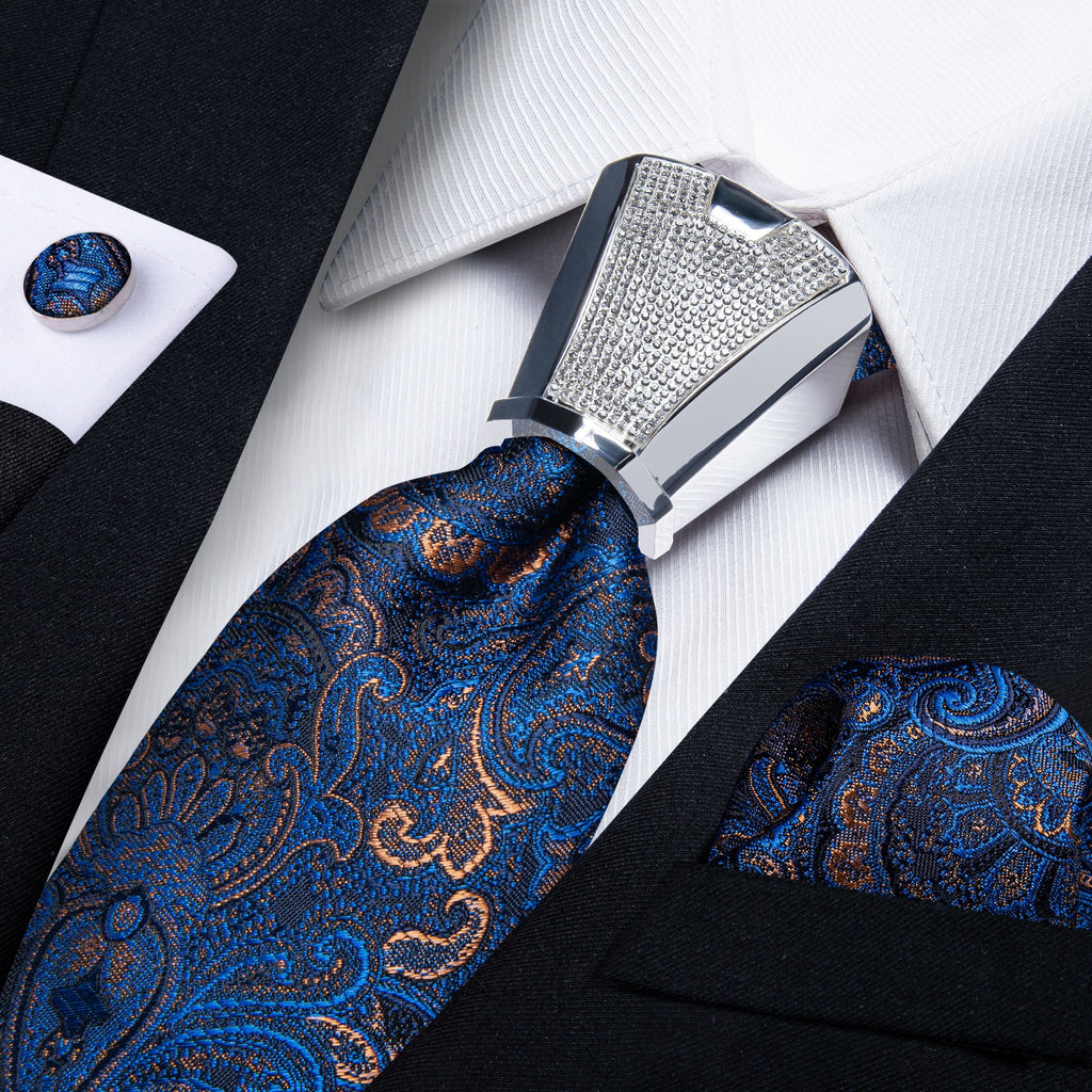 GentCrest Blue Paisley Tie with Rings - Image 1