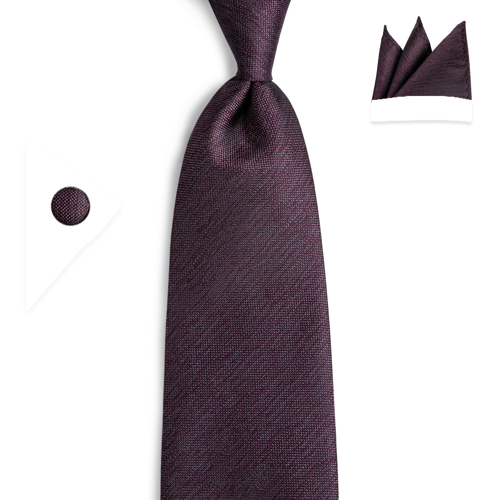 GentCrest Red Solid Tie Hanky Cufflinks Set - Image 3