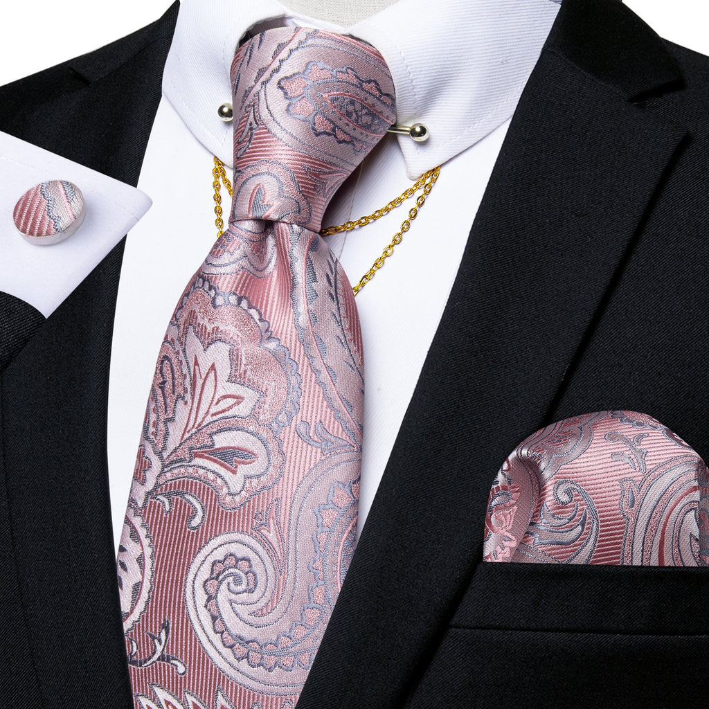 GentCrest Pink Paisley Tie with Accessories - Image 1