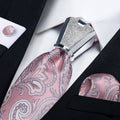 GentCrest Pink Paisley Tie with Rings - Image 1