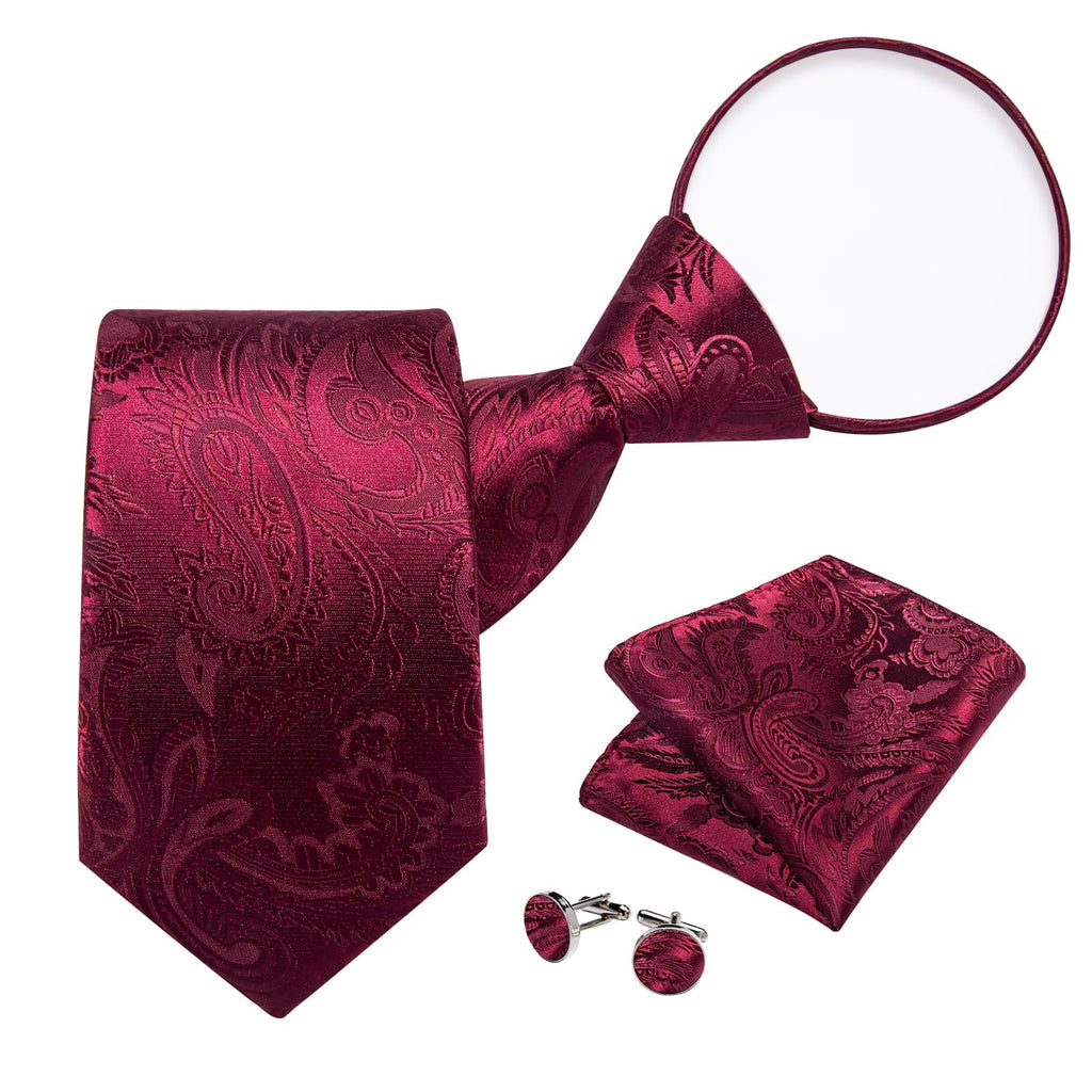 GentCrest Burgundy Paisley Tie Hanky Cufflinks Set - Image 2