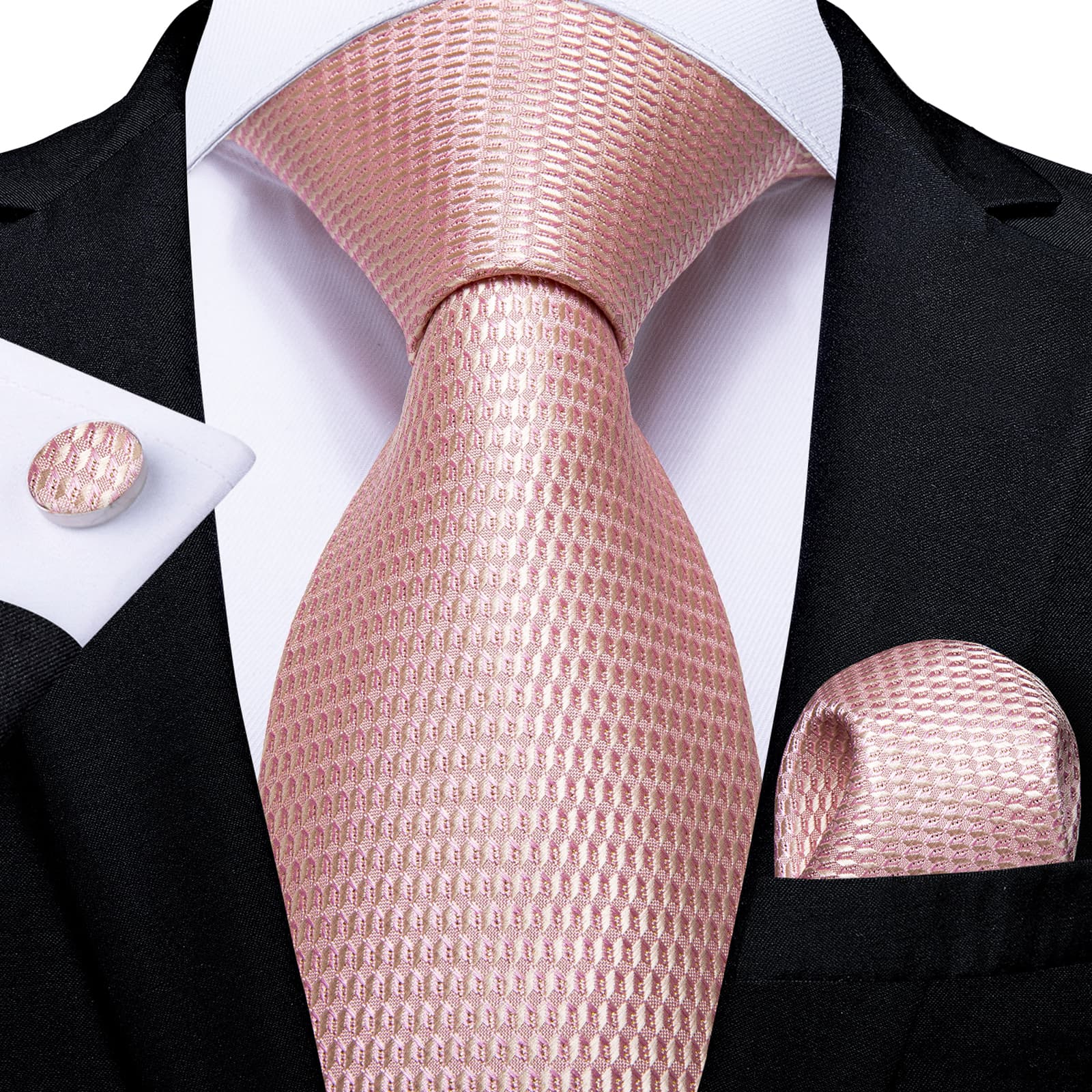 GentCrest Red Solid Tie Hanky Cufflinks Set - Image 1