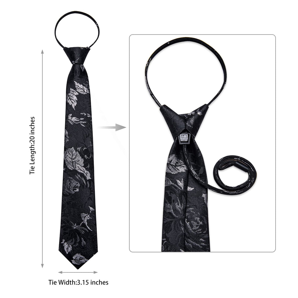 GentCrest Black Floral Tie Hanky Cufflinks Set - Image 5