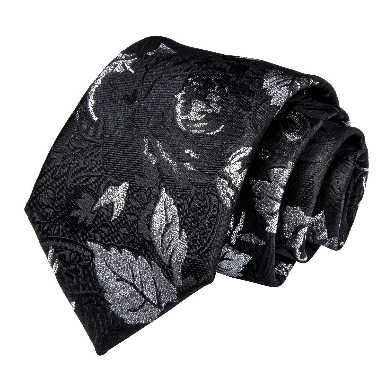 GentCrest Black Floral Tie with Accessories - Image 5