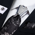 GentCrest Black Floral Tie with Rings - Image 1