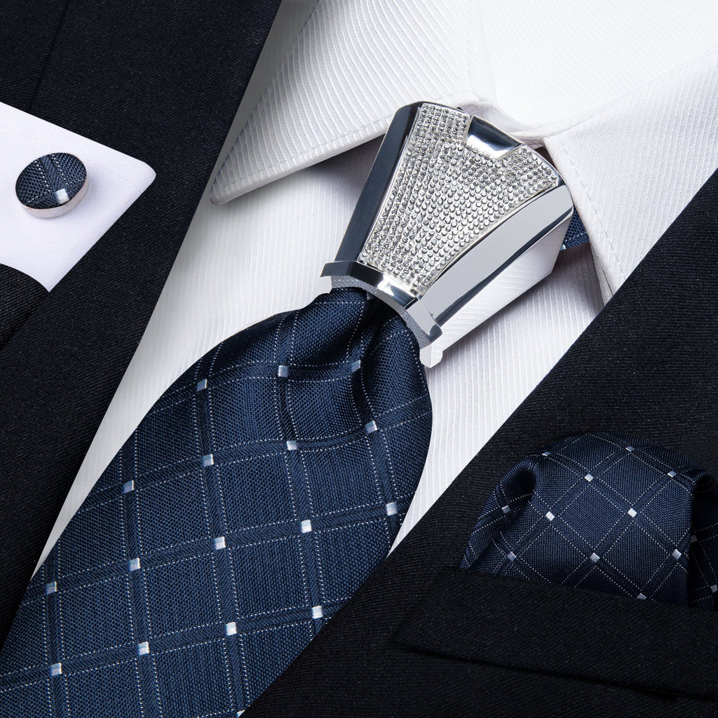 GentCrest Blue Plaid Tie with Rings - Image 1