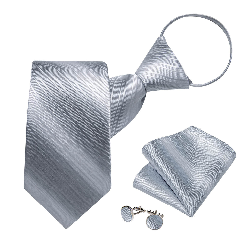 GentCrest Grey Striped Tie Hanky Cufflinks Set - Image 3