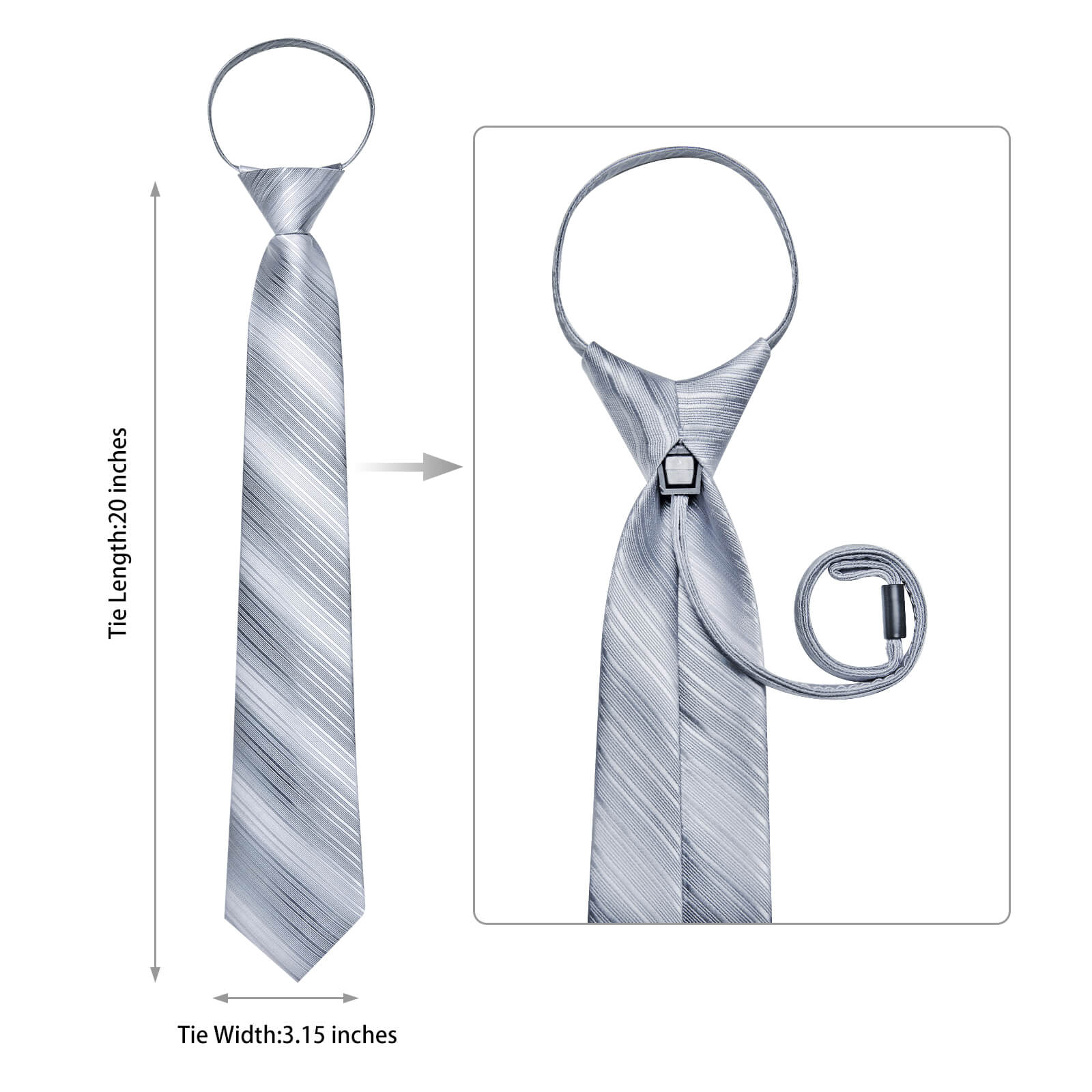 GentCrest Grey Striped Tie Hanky Cufflinks Set - Image 5