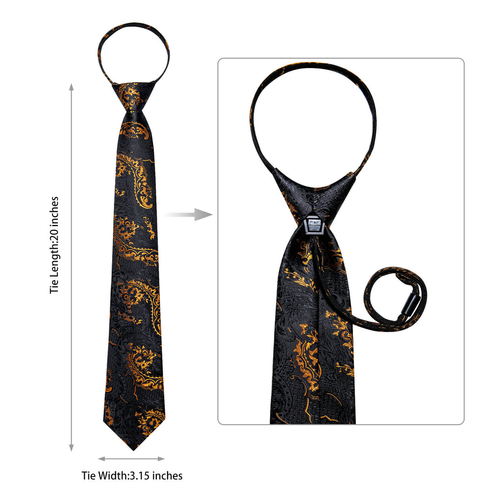 GentCrest Black Floral Tie Hanky Cufflinks Set - Image 5