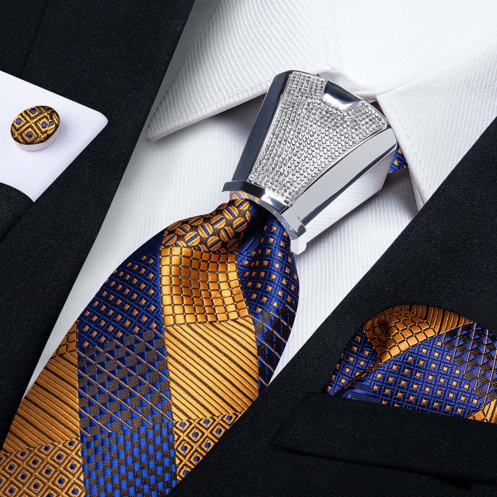 GentCrest Blue Striped Tie with Rings - Image 1