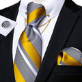 GentCrest Gold Striped Tie with Accessories - Image 1