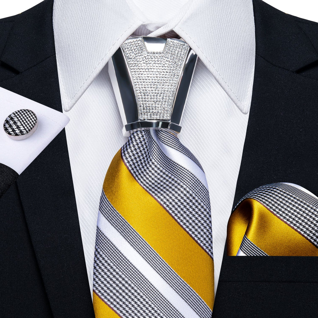 GentCrest Grey Striped Tie with Rings - Image 2