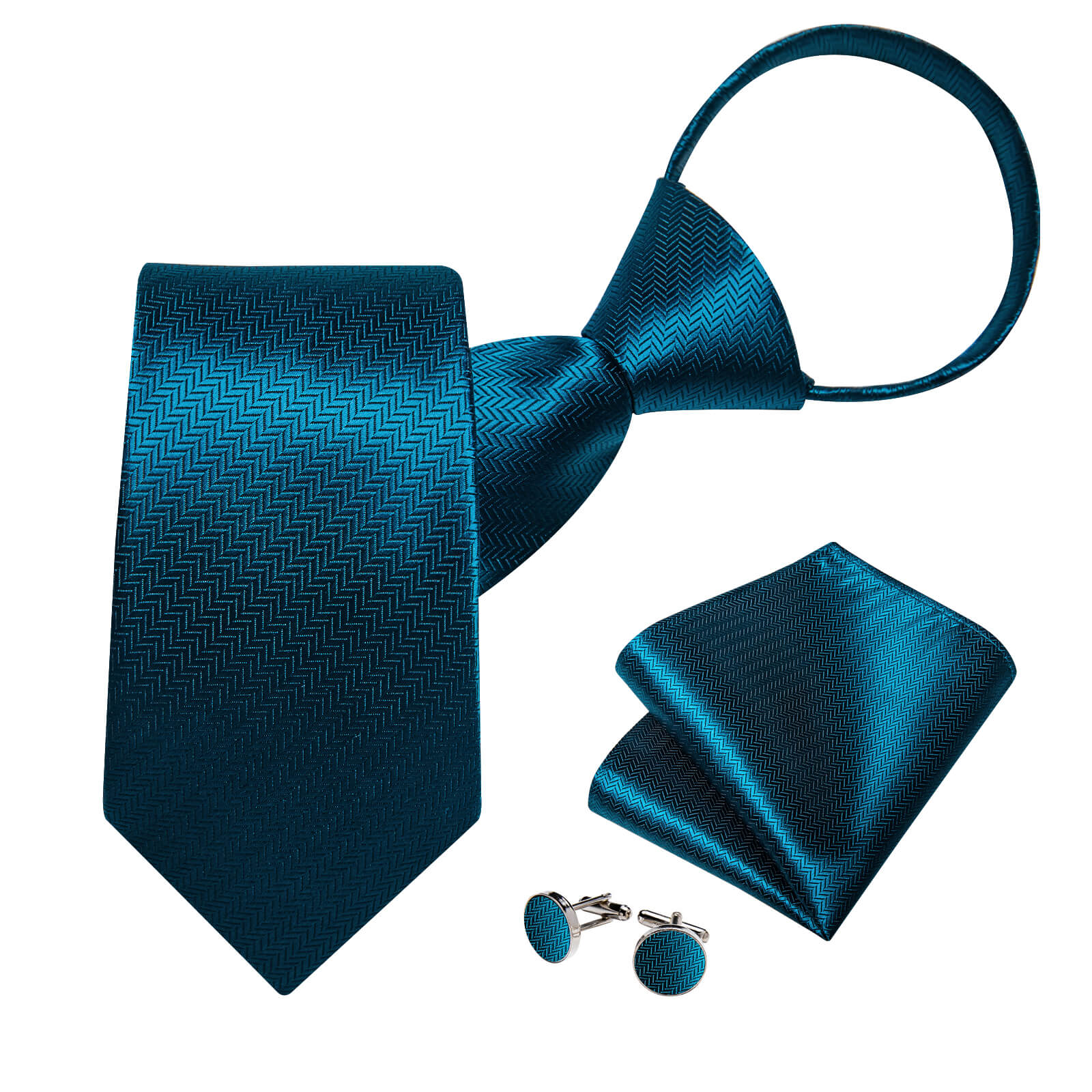 GentCrest Blue Striped Tie Hanky Cufflinks Set - Image 3