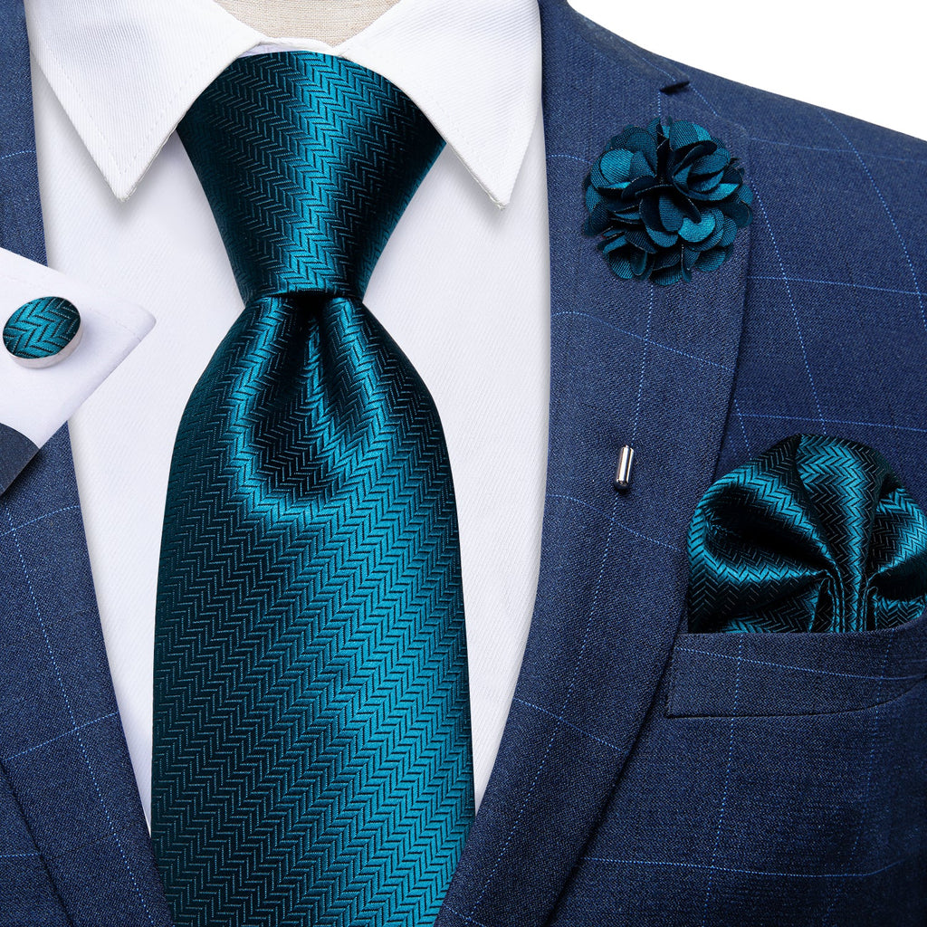 GentCrest Blue Textured Tie with Lapel Pin - Image 1