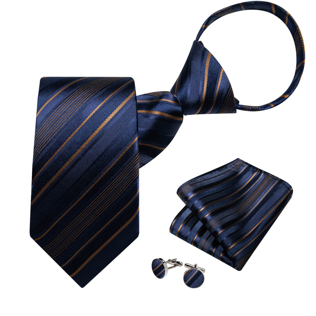 GentCrest Blue Striped Tie Hanky Cufflinks Set - Image 3