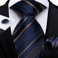 GentCrest Blue Striped Tie Hanky Cufflinks Set - Image 1