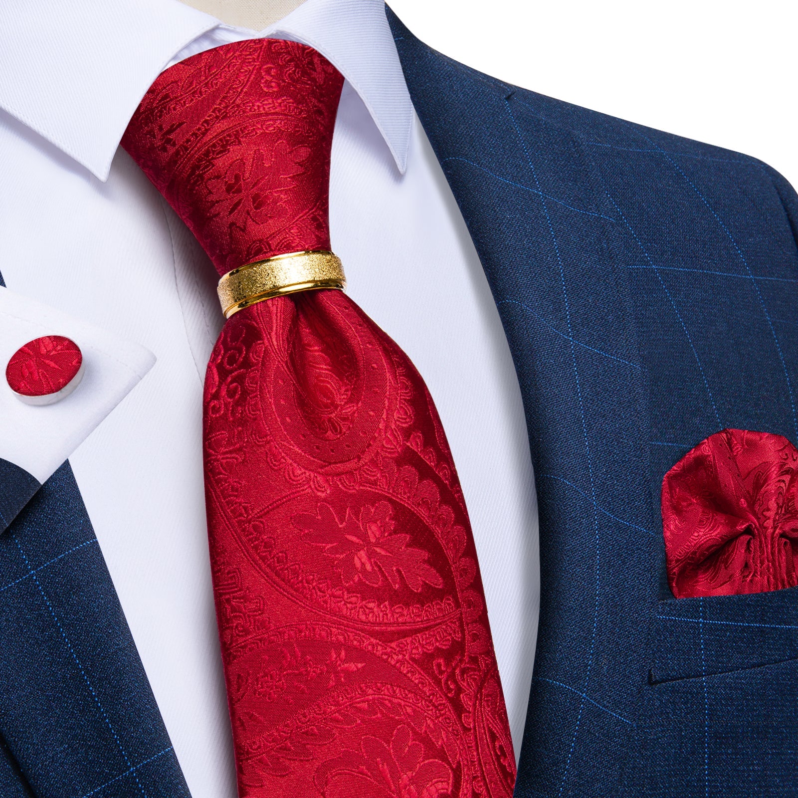 GentCrest Red Paisley Tie with Rings - Image 1