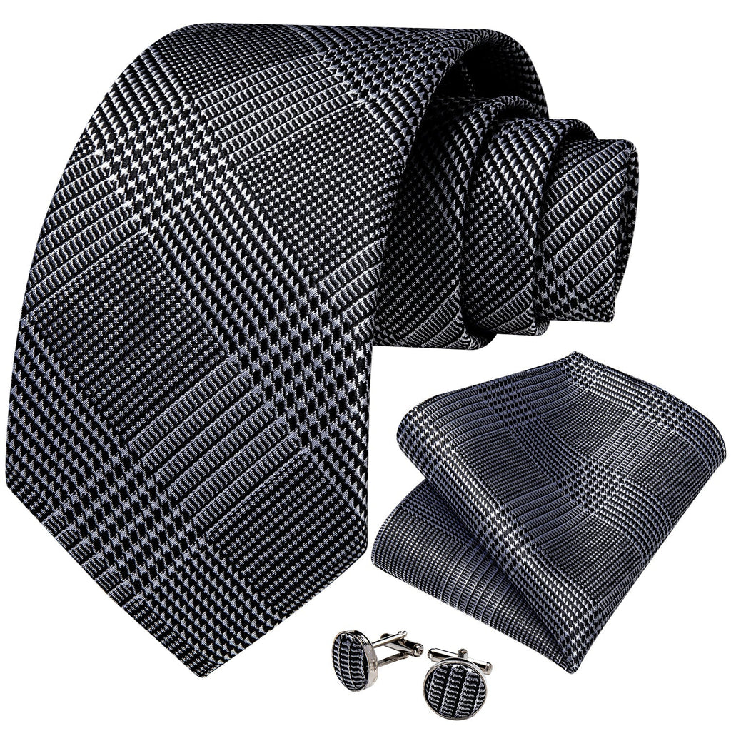GentCrest Black Plaid Tie with Rings - Image 3
