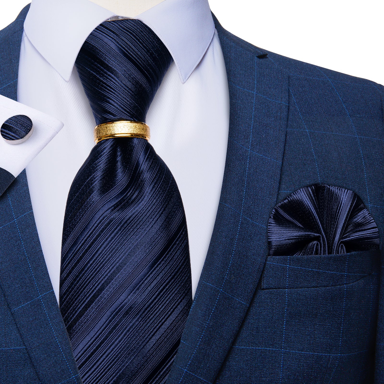 GentCrest Blue Striped Tie with Rings - Image 4