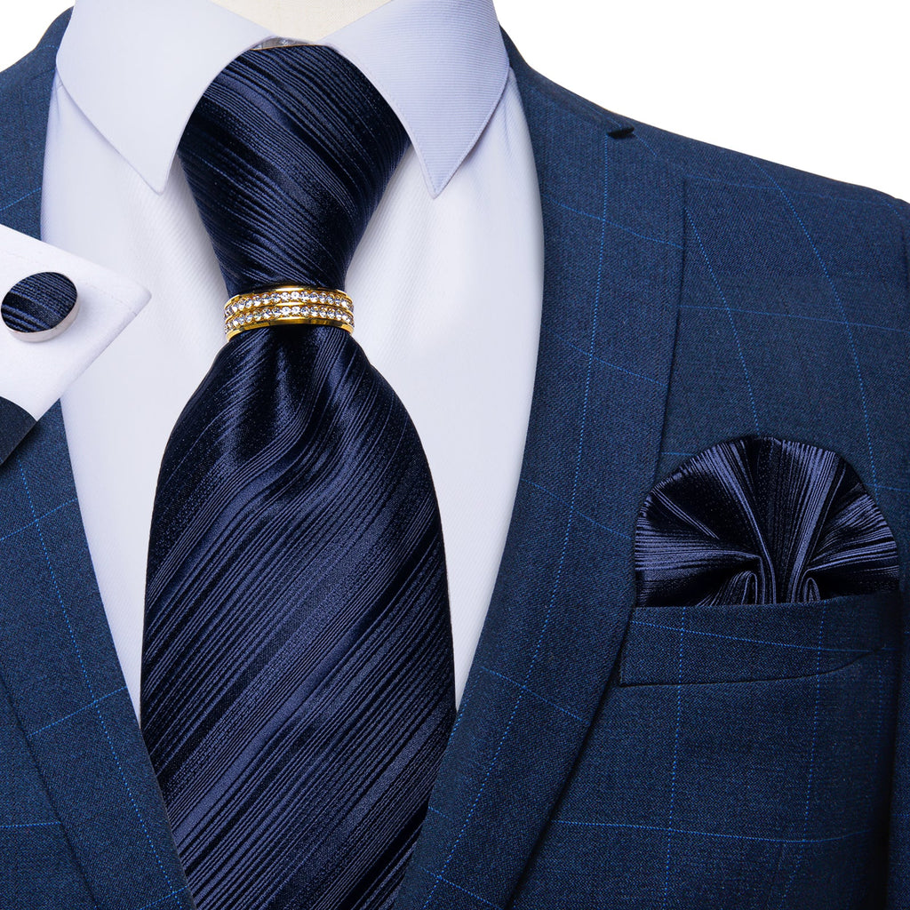 GentCrest Blue Striped Tie with Rings - Image 3