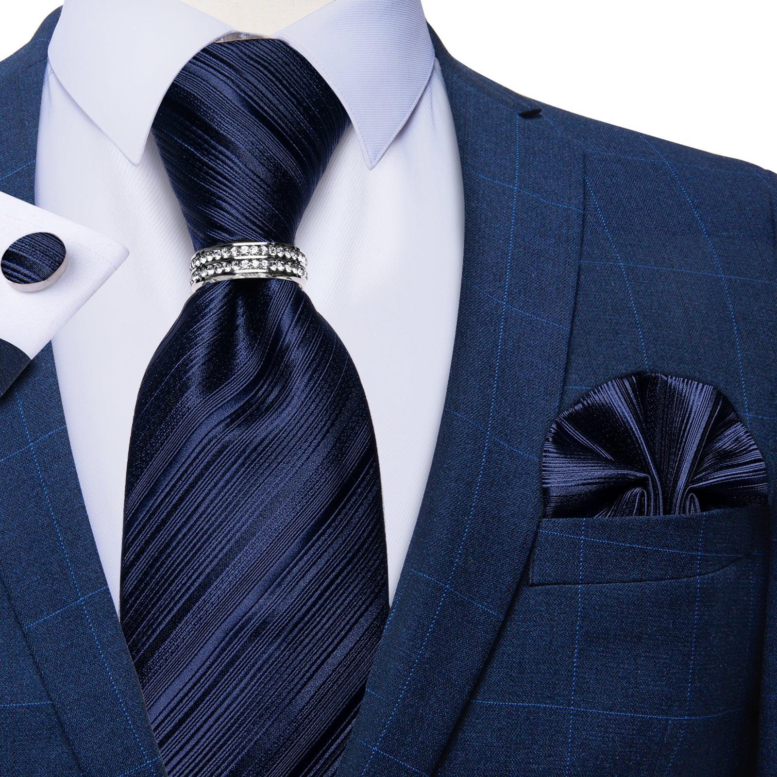 GentCrest Blue Striped Tie with Rings - Image 2