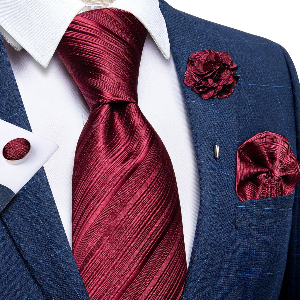 GentCrest Red Striped Tie with Lapel Pin - Image 2