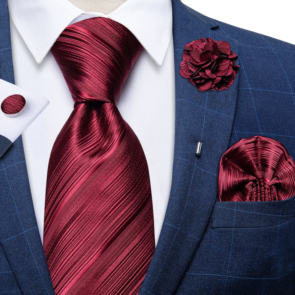 GentCrest Red Striped Tie with Lapel Pin - Image 1