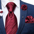 GentCrest Red Striped Tie with Lapel Pin - Image 1