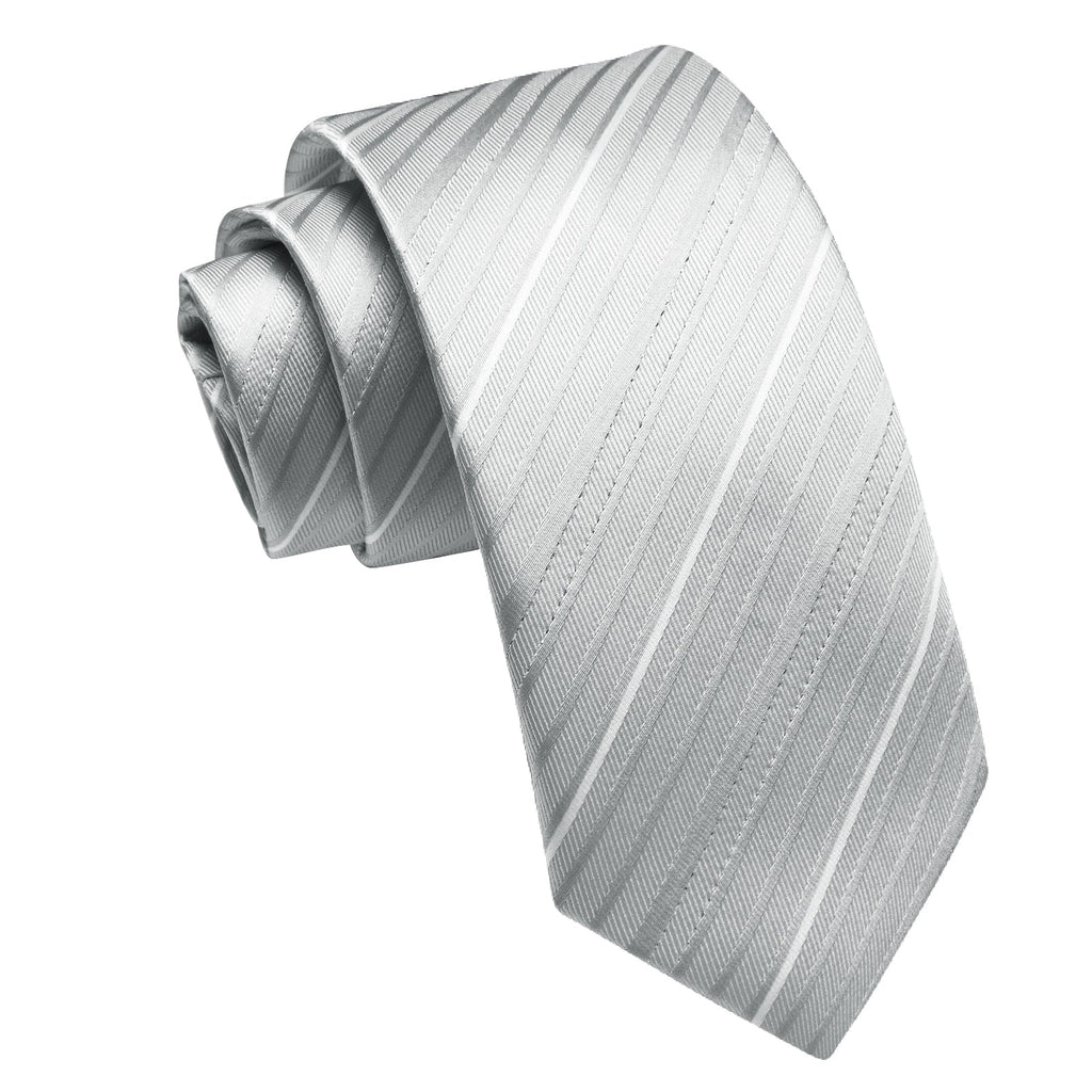 GentCrest Silver Striped Tie Hanky Cufflinks Set - Image 4