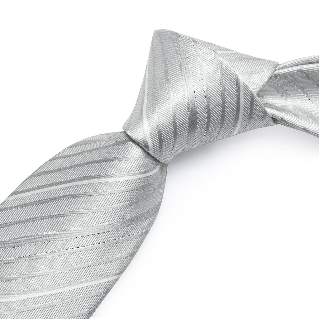 GentCrest Silver Striped Tie Hanky Cufflinks Set - Image 6