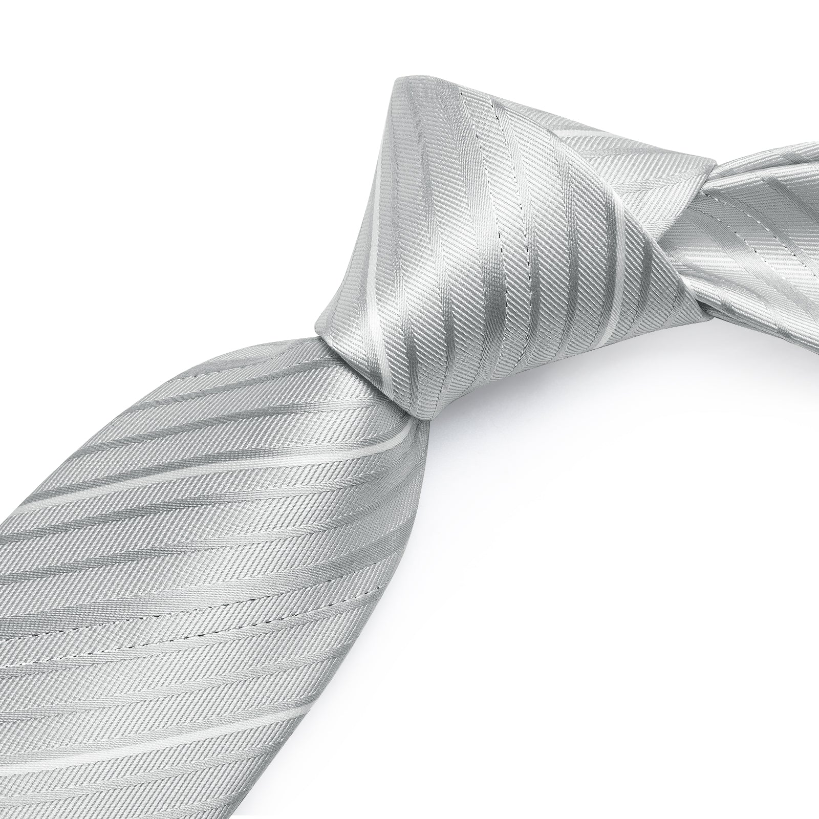 GentCrest Silver Striped Tie Hanky Cufflinks Set - Image 6