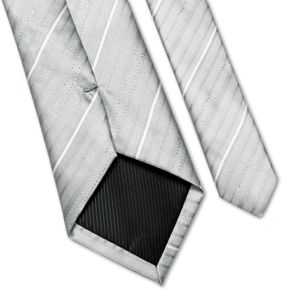 GentCrest Silver Striped Tie Hanky Cufflinks Set - Image 2