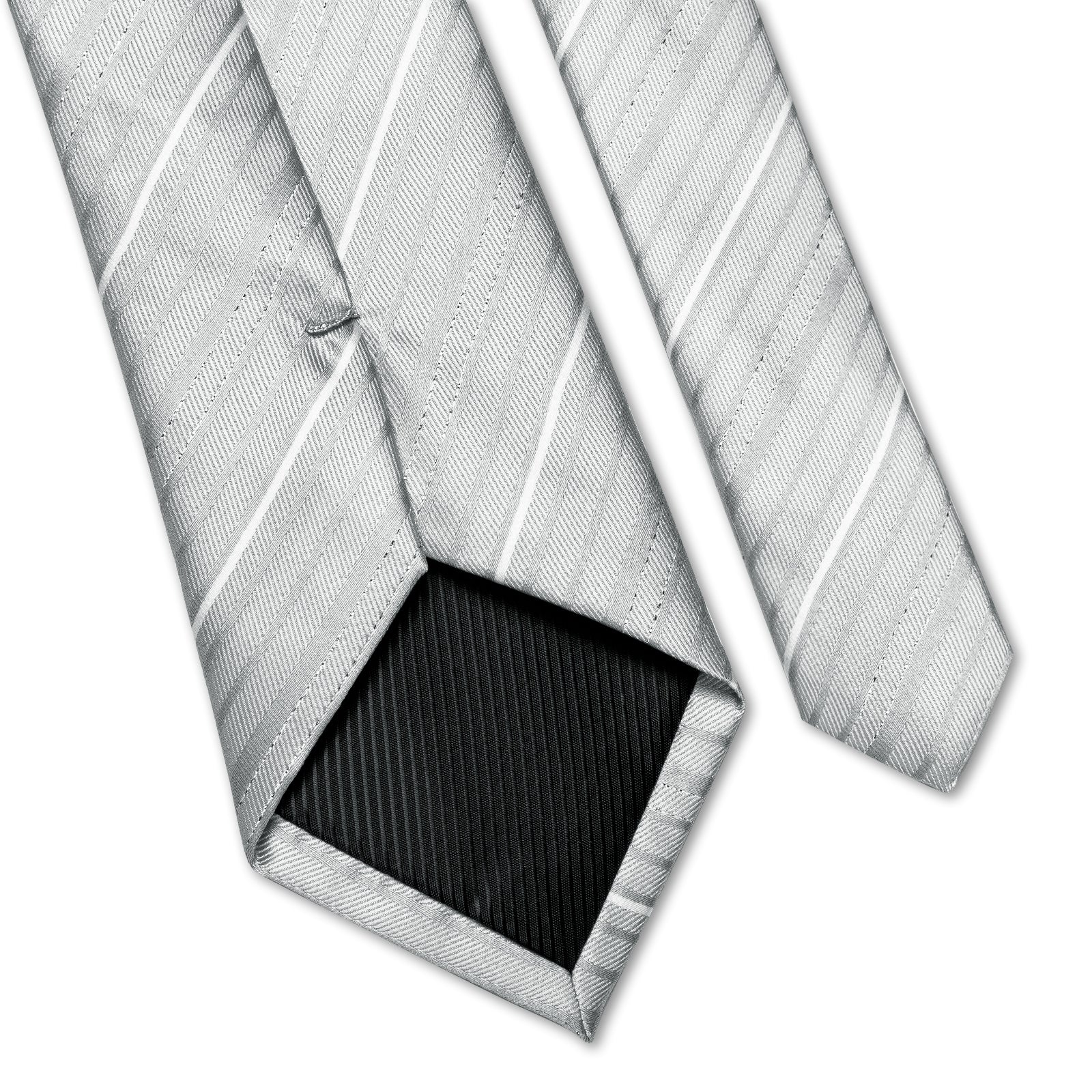 GentCrest Silver Striped Tie Hanky Cufflinks Set - Image 2