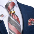 GentCrest Pink Striped Tie with Rings - Image 1