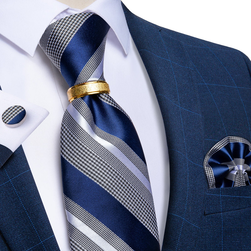 GentCrest Blue Striped Tie with Rings - Image 1