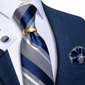 GentCrest Blue Striped Tie with Rings - Image 1