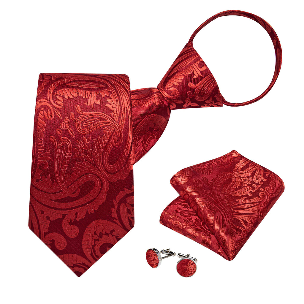GentCrest Red Paisley Tie Hanky Cufflinks Set - Image 3