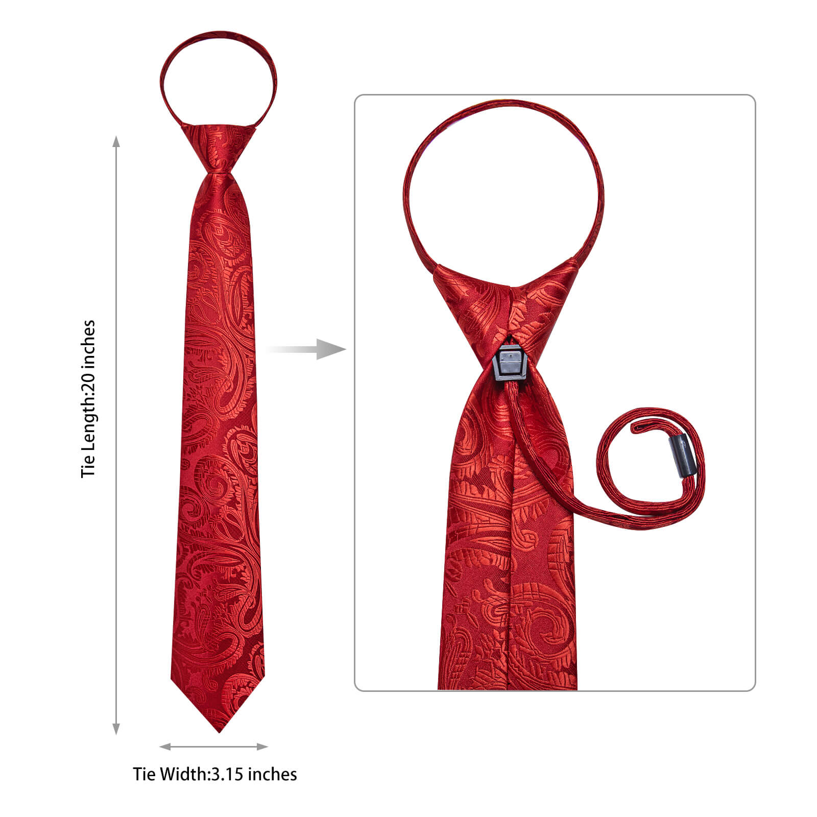 GentCrest Red Paisley Tie Hanky Cufflinks Set - Image 5