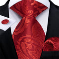 GentCrest Red Paisley Tie Hanky Cufflinks Set - Image 1