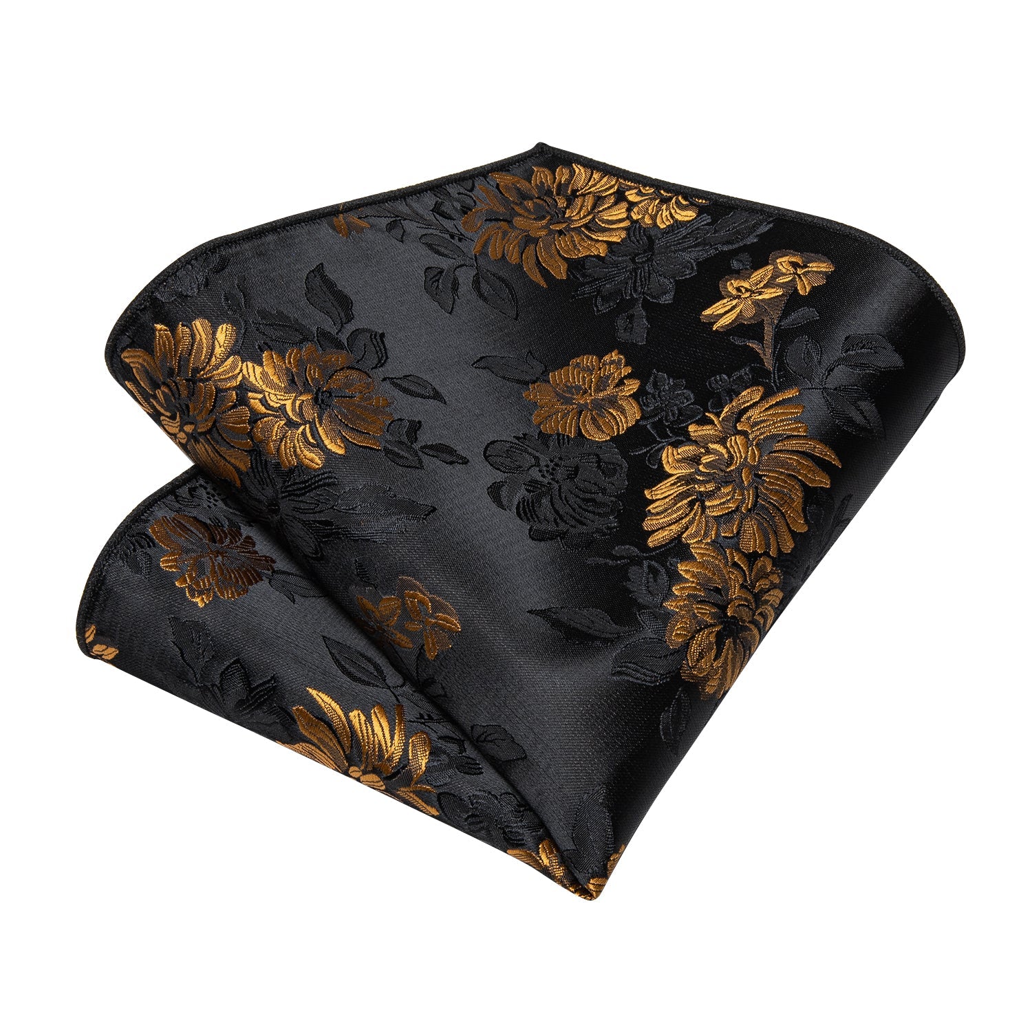 GentCrest Black Floral Tie with Rings - Image 5