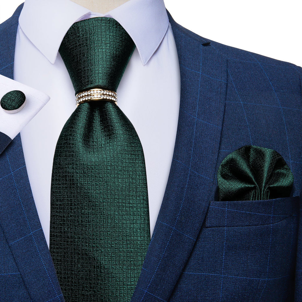 GentCrest Green Plaid Tie with Rings - Image 2
