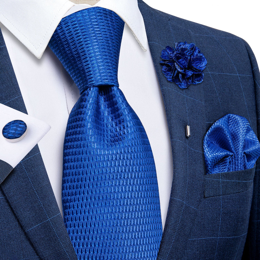 GentCrest Blue Plaid Tie with Lapel Pin - Image 2