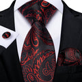 GentCrest Black Paisley Tie Hanky Cufflinks Set - Image 1