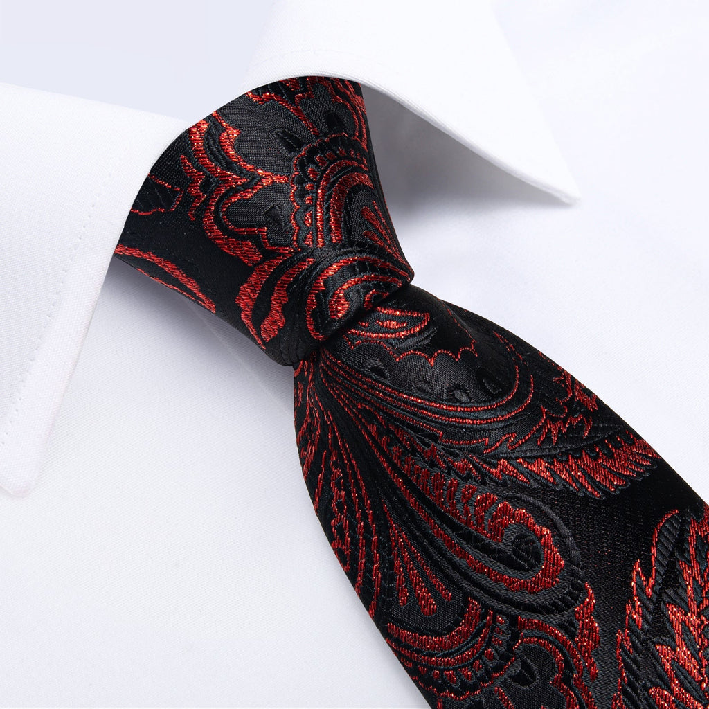 GentCrest Black Paisley Tie Hanky Cufflinks Set - Image 3