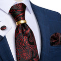 GentCrest Black Paisley Tie with Rings - Image 1