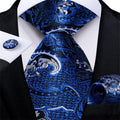 GentCrest Blue Floral Tie Hanky Cufflinks Set - Image 1