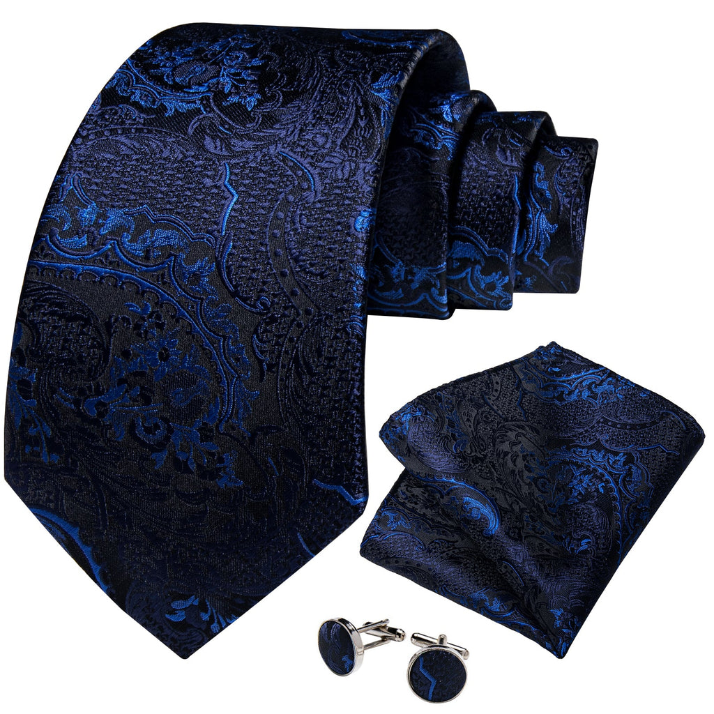 GentCrest Black Paisley Tie Hanky Cufflinks Set - Image 2