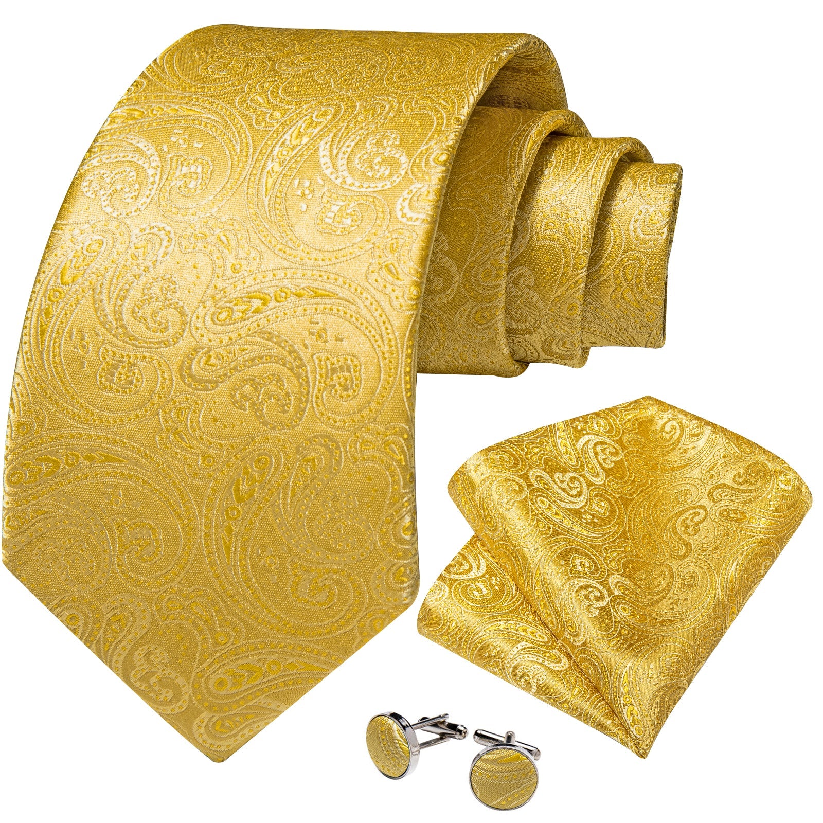 GentCrest Gold Paisley Tie Hanky Cufflinks Set - Image 2