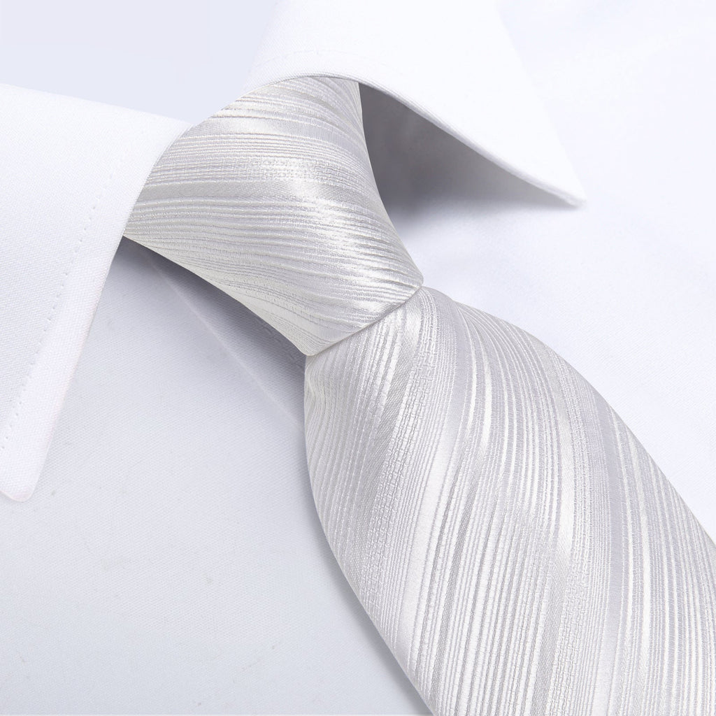 GentCrest White Striped Tie Hanky Cufflinks Set - Image 6