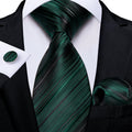 GentCrest Green Striped Tie Hanky Cufflinks Set - Image 1